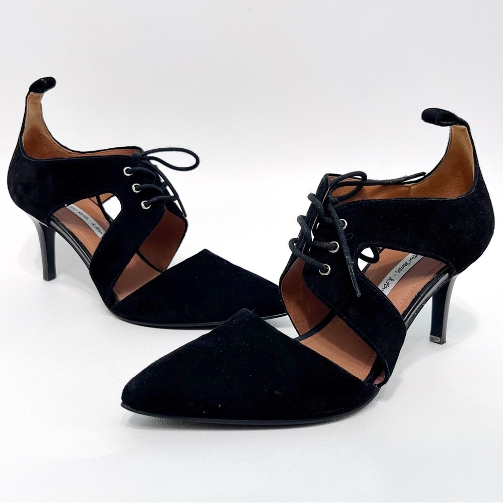 & other stories | lace-up suede cutout pumps black 38